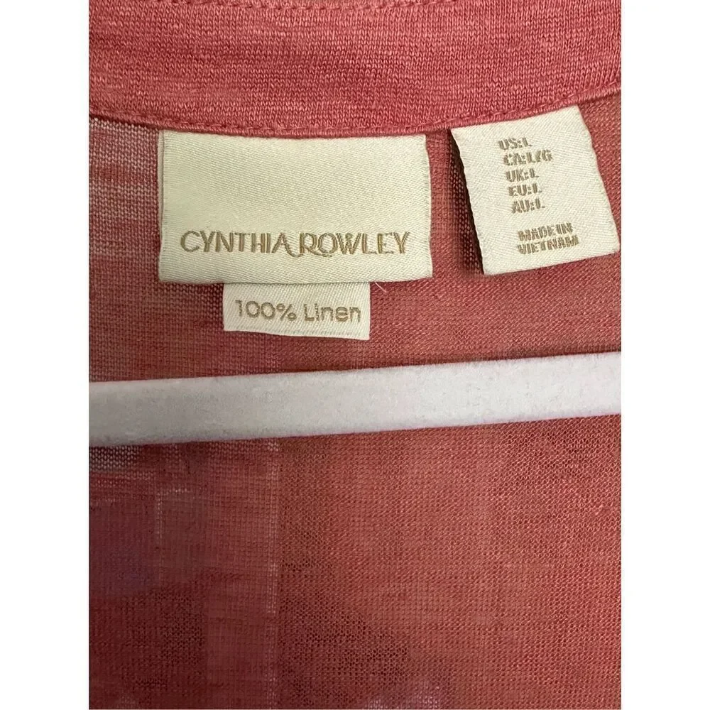 Cynthia Rowley Mauve Dusty Pink long line 100% linen open front cardigan lagenlo - Picture 3 of 7